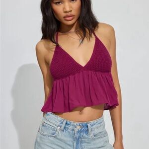 Garage Magenta Halter Tank Top